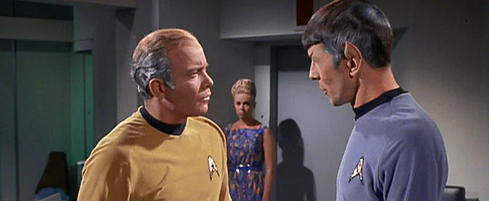 OLD KIRK: "Remember that chick from 'Mark of Gideon'?" &nbsp; &nbsp; &nbsp; &nbsp; &nbsp; &nbsp; &nbsp; &nbsp; &nbsp; &nbsp; &nbsp; &nbsp; &nbsp; &nbsp; &nbsp; &nbsp; &nbsp; &nbsp; &nbsp; &nbsp;OLD SPOCK:&nbsp;"Viagra is logical."